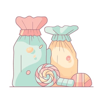 Candy bags and lollipops illustration vector