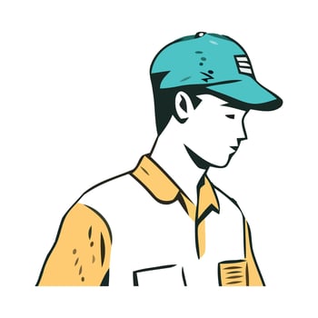 A man in a blue hat and white shirt vector