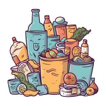 A pile of garbage with various items inside vector
