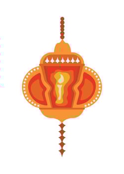 An orange and yellow lamp with a gold and brown design vector