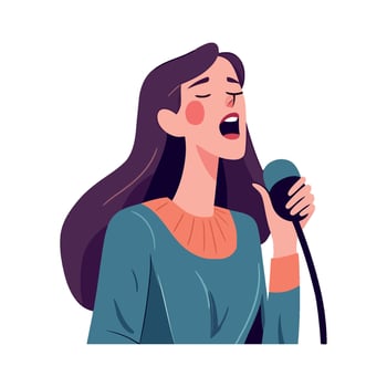A woman singing into a microphone vector