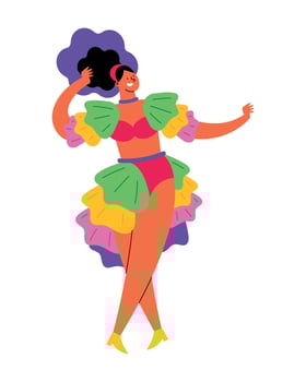 A cartoon woman in a colorful dress vector