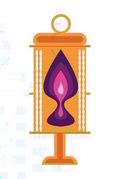 An orange lantern with a candle inside vector