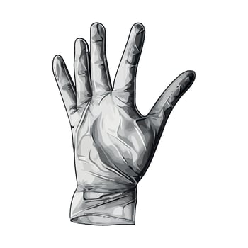 A drawing of a glove with a hand in it vector
