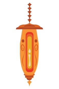 An orange lamp with a candle inside it vector