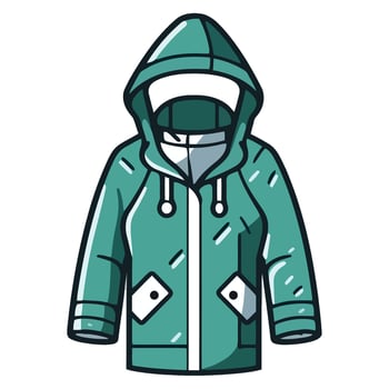 A green raincoat with hood on it vector