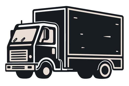 A black and white truck icon on a white background vector