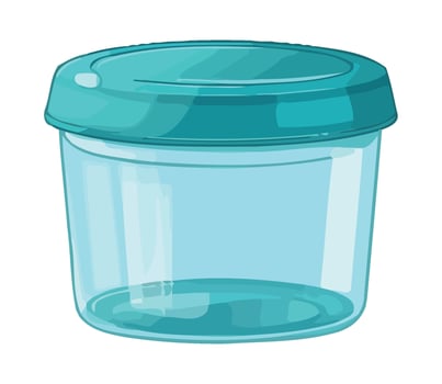 A blue plastic container with a lid vector
