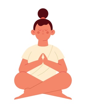 A woman sitting in a lotus position with her eyes closed vector