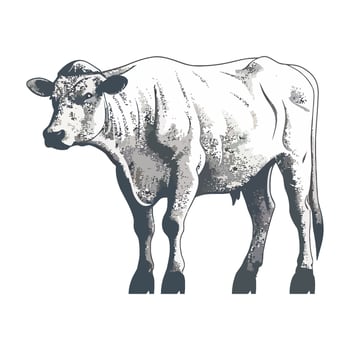 A drawing of a cow standing on a white background vector