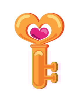 A key with a heart inside it on a white background vector
