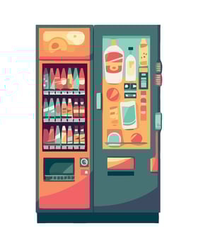 Vending machine with drinks and food, illustration vector