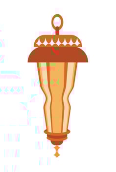 An orange lamp with a gold chain hanging from it vector