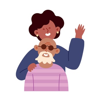 An elderly man and woman are hugging each other vector
