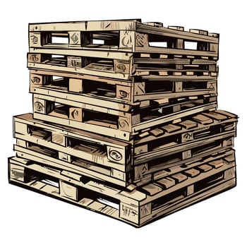 A stack of wooden pallets on a white background vector