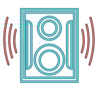 A speaker with two speakers and a microphone vector