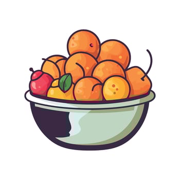 A bowl full of oranges and apples vector