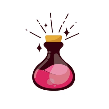 A bottle with pink liquid inside of it vector