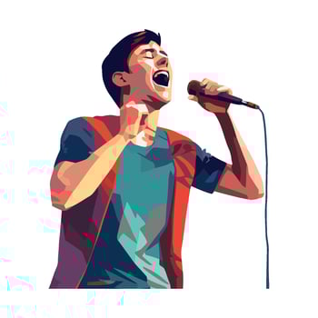 A man singing into a microphone vector