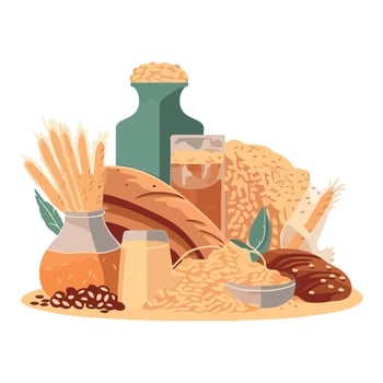 illustration of wheat, barley, rye, oats, and other grains vector