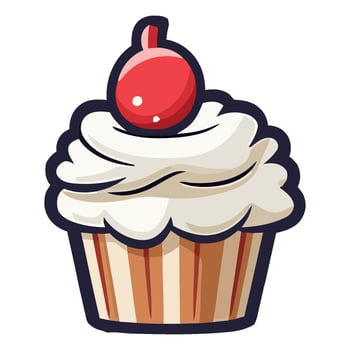 A cupcake with a cherry on top vector