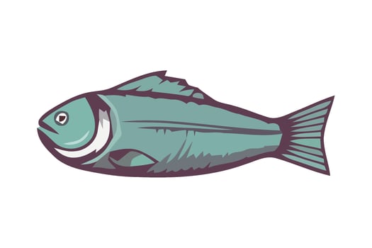A fish with a green body and white fins vector
