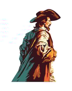 A man in a hat and cape is walking away vector