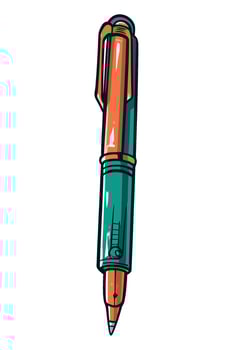 A pen with a green and orange handle vector