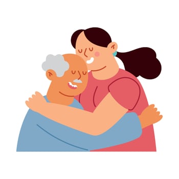An elderly man hugging a woman vector