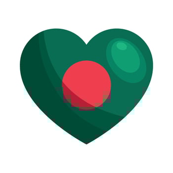 Bangladesh flag heart icon on white background vector