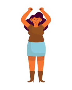 A cartoon woman with her arms up in the air vector