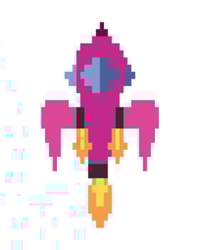Pixel art space rocket illustration vector
