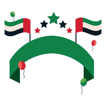 Uae flag with balloons and stars vector