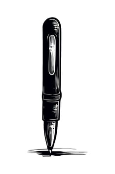 A black and white drawing of a pen vector
