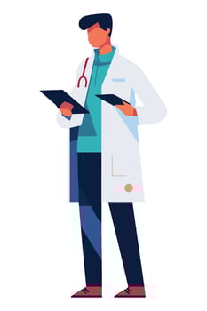 Doctor with clipboard and stethoscope illustration vector