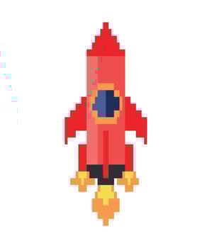 Pixel rocket ship pixel art illustration vector