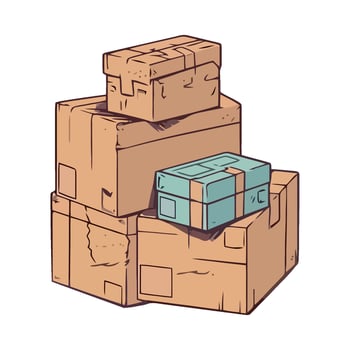 Cartons stacked on top of each other with a blue box on top vector