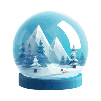 Snow globe with mountains and trees in the background vector