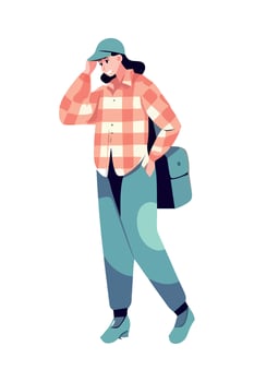 An illustration of a man in a plaid shirt and pants vector