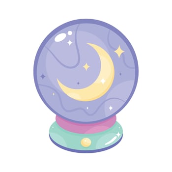 A glass ball with a crescent moon inside vector