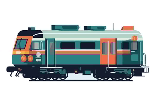 A train on a white background with orange and green stripes vector