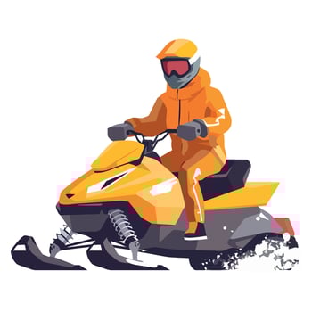 Snowmobile rider in orange suit vector