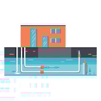 Water pipes and a house in the water vector
