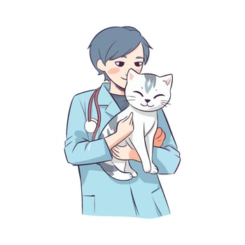 A cartoon character holding a cat vector
