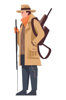 Hunter with rifle and hat illustration vector