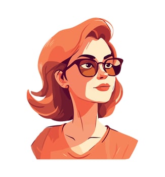 A cartoon woman with glasses on her head vector