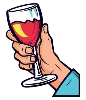 Hand holding a glass of wine vector