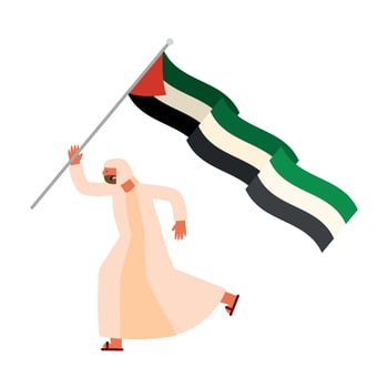 Man holding uae flag illustration vector
