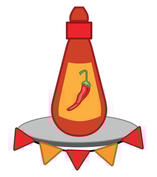 Ketchup hot sauce bottle with chili pepper illustration design vector