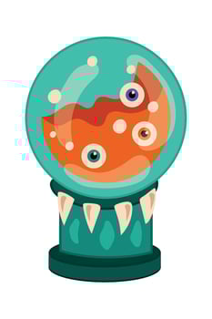 A cartoon monster in a glass ball with eyes vector